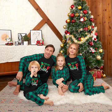 Printed Autumn Winter Christmas Set Parent-child Home Wear Home Pajamas